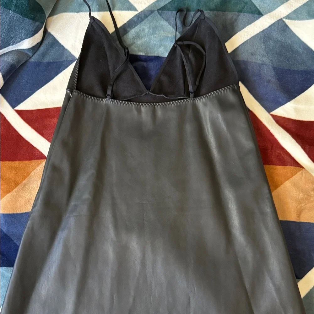 Victoria secret Vegan Leather Spaghetti Strap faux Leather Dress Sm Baby Doll - Picture 7 of 9